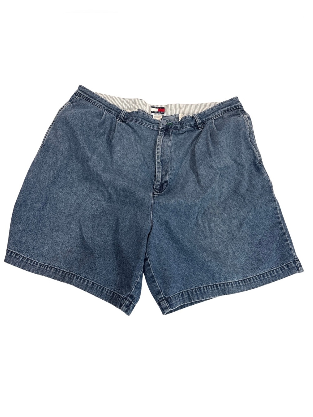 Tommy Hilfiger Vintage Denim Pleated Shorts Medium Wash Relaxed Fit Men's Sz 42